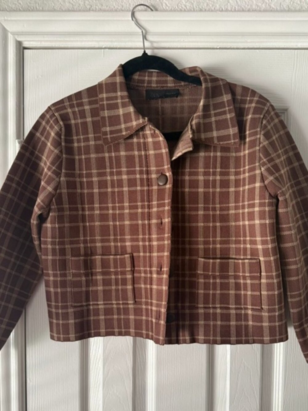 Zara Plaid Knit Cardigan